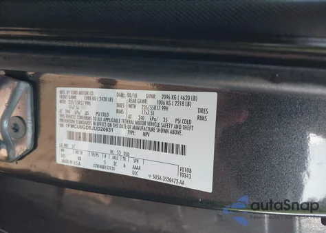 2018 Ford Escape Se z USA, uszkodzony, nr VIN 1FMCU0GD8JUD20831